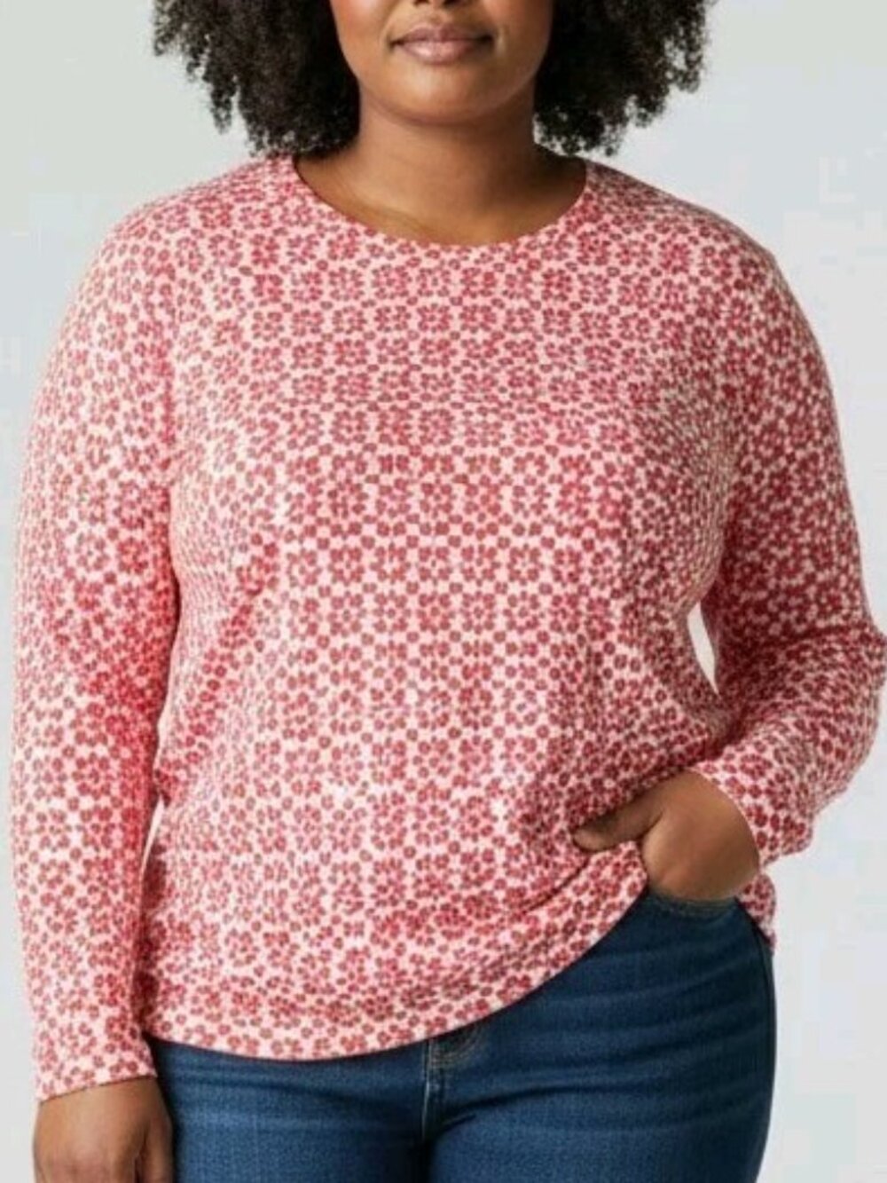 Talbots Shirt Women's 2X P Cotton Blend Long Sleeve Geometric Basics